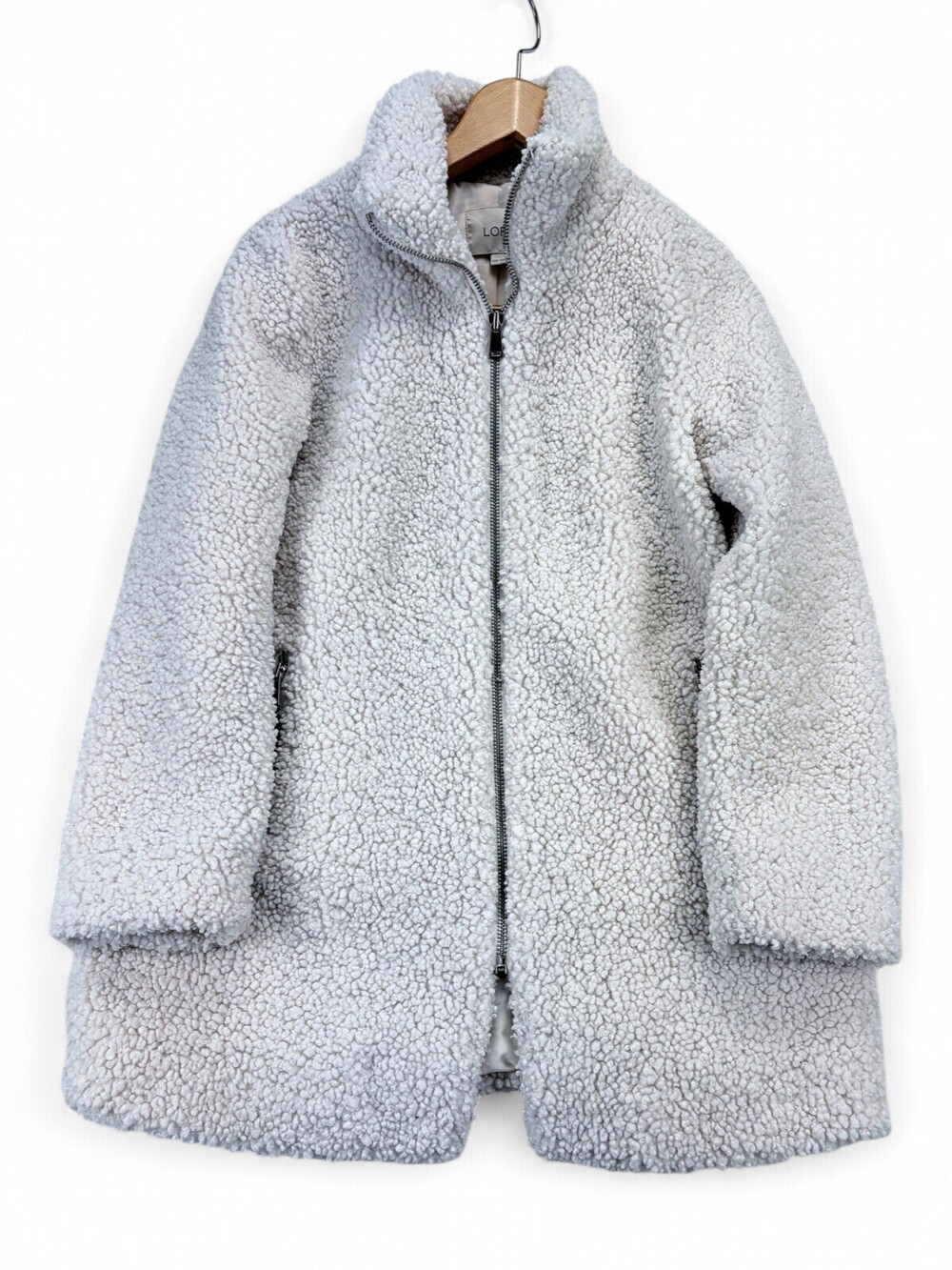 LOFT Petite XSP Teddy Sherpa Coat - Cream Zip